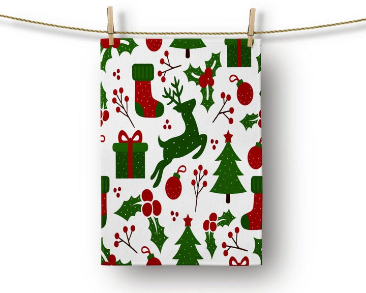 Christmas Kitchen Towel|Cute Snowman Dish Towel|Xmas Deer Print Hand Towel|Decorative Hand Towel|Xmas Cookies Tea Towel|Xmas Hand Towel