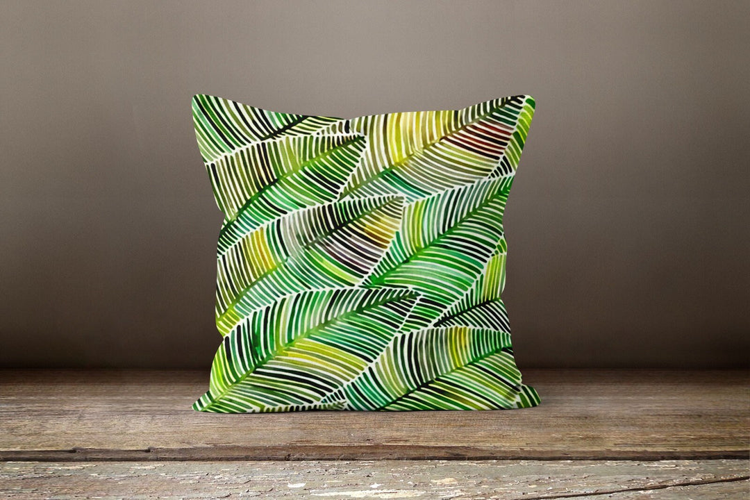 Plants Pillow Cover|Green Leaves Pillow Cover|Floral Cushion Case|Decorative Pillow Case|Boho Bedding Decor|Housewarming Outdoor Pillow Gift