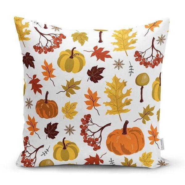 Pumpkin Pillow Cover|Fall Trend Cushion Case|Orange Gray Green Yellow White Pumpkin Throw Pillow|Farmhouse Style Welcome Fall Pillow Cover