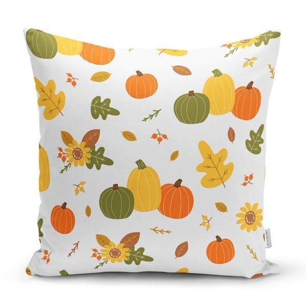 Pumpkin Pillow Cover|Fall Trend Cushion Case|Orange Gray Green Yellow White Pumpkin Throw Pillow|Farmhouse Style Welcome Fall Pillow Cover