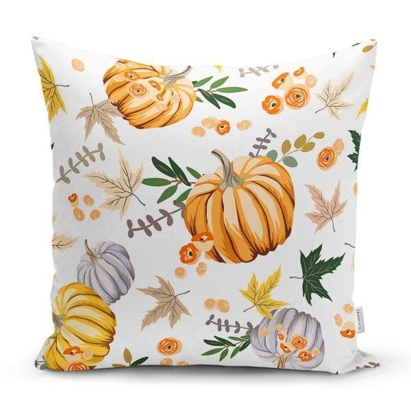 Pumpkin Pillow Cover|Fall Trend Cushion Case|Orange Gray Green Yellow White Pumpkin Throw Pillow|Farmhouse Style Welcome Fall Pillow Cover