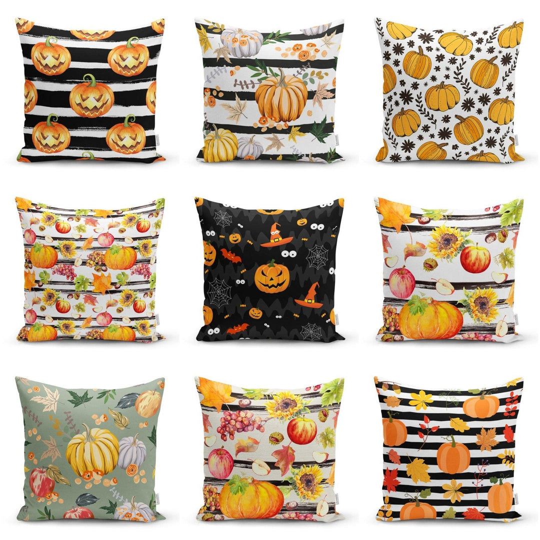 Pumpkin Pillow Cover|Fall Trend Cushion Case|Orange Gray White Pumpkin Throw Pillow|Decorative Pillow Case|Farmhouse Thanksgiving Pillow