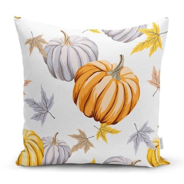 Pumpkin Pillow Cover|Fall Trend Cushion Case|Orange Gray Pumpkin Throw Pillow|Decorative Pillow Case|Farmhouse Style Thanksgiving Pillow