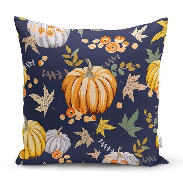 Pumpkin Pillow Cover|Fall Trend Cushion Case|Orange Gray Pumpkin Throw Pillow|Decorative Pillow Case|Farmhouse Style Thanksgiving Pillow