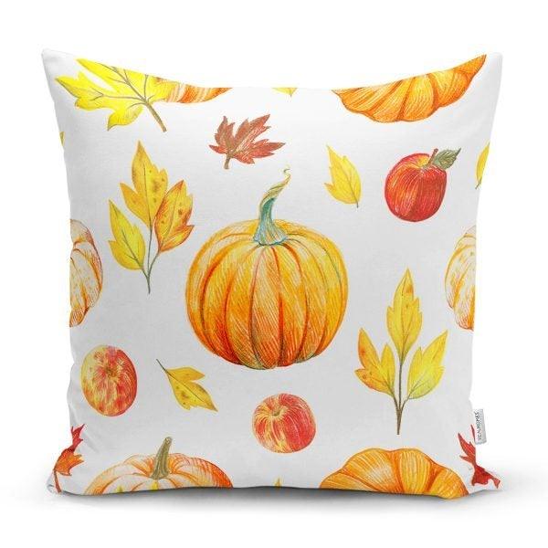 Pumpkin Pillow Cover|Fall Trend Cushion Case|Orange Gray Pumpkin Throw Pillow|Decorative Pillow Case|Farmhouse Style Thanksgiving Pillow