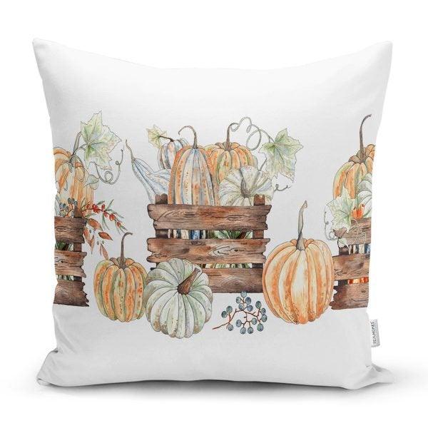 Pumpkin Pillow Cover|Fall Trend Cushion Case|Orange Gray Pumpkin Throw Pillow|Decorative Pillow Case|Farmhouse Style Halloween Pillow Cover