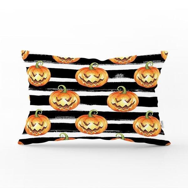 Fall Trend Pillow Cover|Rectangle Pumpkin Cushion Case|Decorative Orange Gray Pumpkin Throw Pillow|Farmhouse Style Thanksgiving Cushion Case