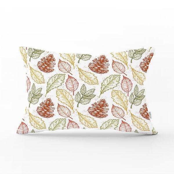 Fall Trend Pillow Cover|Rectangle Dry Leaves Cushion Case|Decorative Striped Autumn Throw Pillow|Farmhouse Style Hello September Cushion