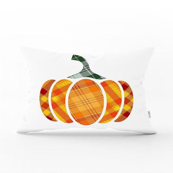 Fall Trend Pillow Cover|Rectangle Pumpkin Cushion Case|Yellow Orange Gray Pumpkin Throw Pillow|Farmhouse Style Thanksgiving Cushion Case