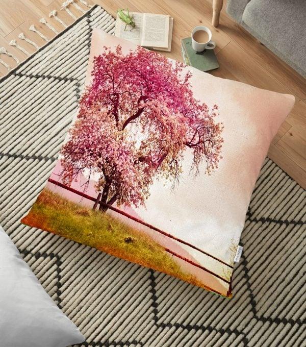 Fall Landscape Floor Pillow Cover|Autumn Floor Cushion Case|Floral Landscape Home Decor|Floor Cushion Cover|Digital Print Floor Cushion