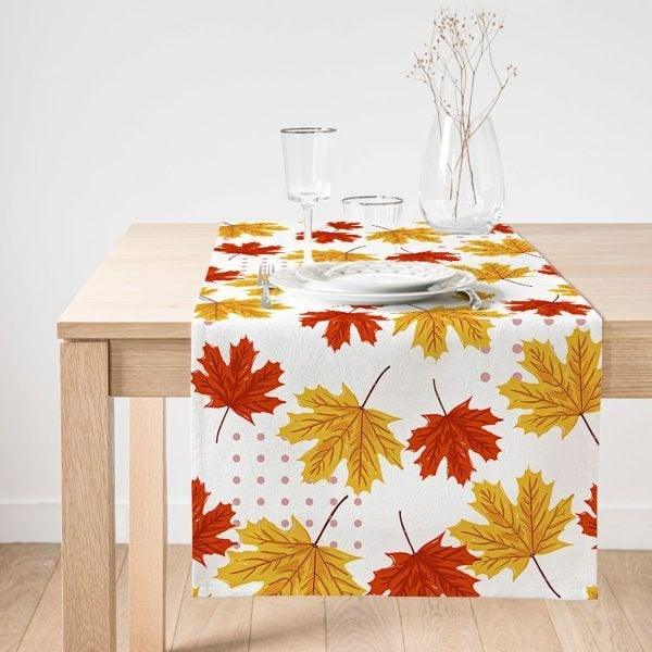 Fall Trend Table Runner|High Quality Leaves Table Runner|Orange Home Decor|Farmhouse Table Decor|Autumn Home Decor|Fall Theme Tablecloth