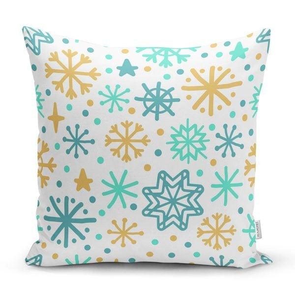 Snowflake Pillow Cover|Winter Home Decor|Winter Cushion Case|Housewarming Gift|Decorative Snowflake Throw Pillow|Blue White Lumbar Pillow