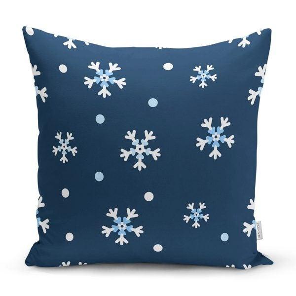 Snowflake Pillow Cover|Winter Home Decor|Winter Cushion Case|Housewarming Gift|Decorative Snowflake Throw Pillow|Blue White Lumbar Pillow