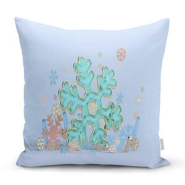 Snowflake Pillow Cover|Winter Home Decor|Winter Cushion Case|Housewarming Gift|Decorative Snowflake Throw Pillow|Blue White Lumbar Pillow