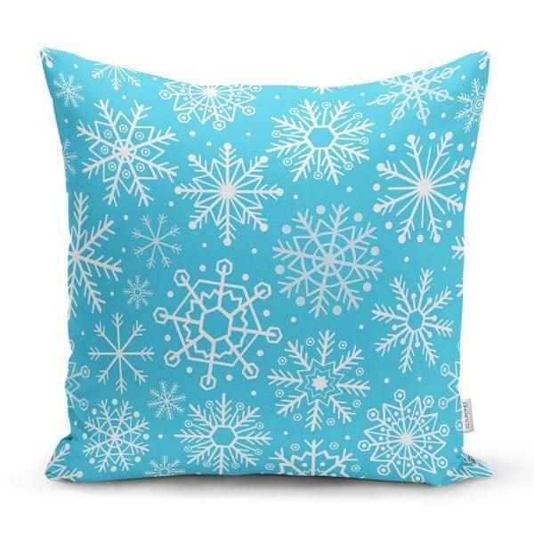 Snowflake Pillow Cover|Winter Home Decor|Winter Cushion Case|Housewarming Gift|Decorative Snowflake Throw Pillow|Blue White Lumbar Pillow