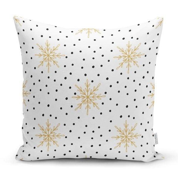 Snowflake Pillow Cover|Winter Home Decor|Winter Cushion Case|Housewarming Gift|Decorative Snowflake Throw Pillow|Gold White Lumbar Pillow