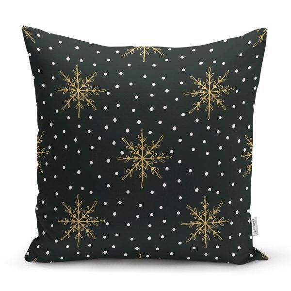 Snowflake Pillow Cover|Winter Home Decor|Winter Cushion Case|Housewarming Gift|Decorative Snowflake Throw Pillow|Gold White Lumbar Pillow