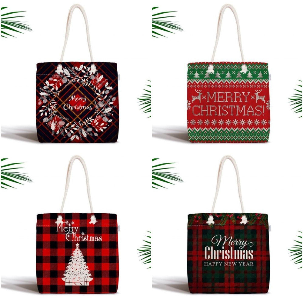 Christmas  Shoulder Bag|Merry Xmas Fabric Bag|Happy New Year Tote Bag|Xmas Tree Beach Bag|Winter Trend Weekender Bag|Gift Large Bag for Her