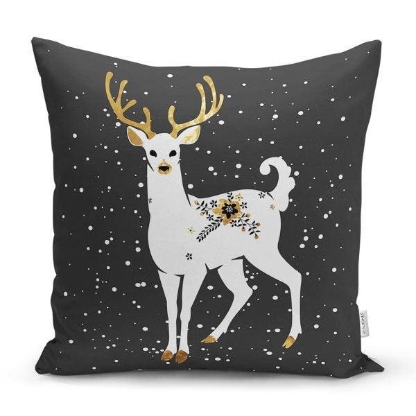 Christmas Pillow Cover|Christmas Deer Home Decor|Winter Trend Cushion Cover|Housewarming Xmas Gift Idea|Christmas Deer Throw Pillow Cover