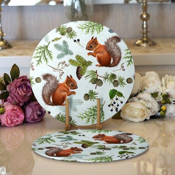 Fall Trend Placemat|Set of 2 Pumpkin Supla Table Mat|Dry Leaves Round American Service Dining Underplate|Farmhouse Style Autumn Coasters