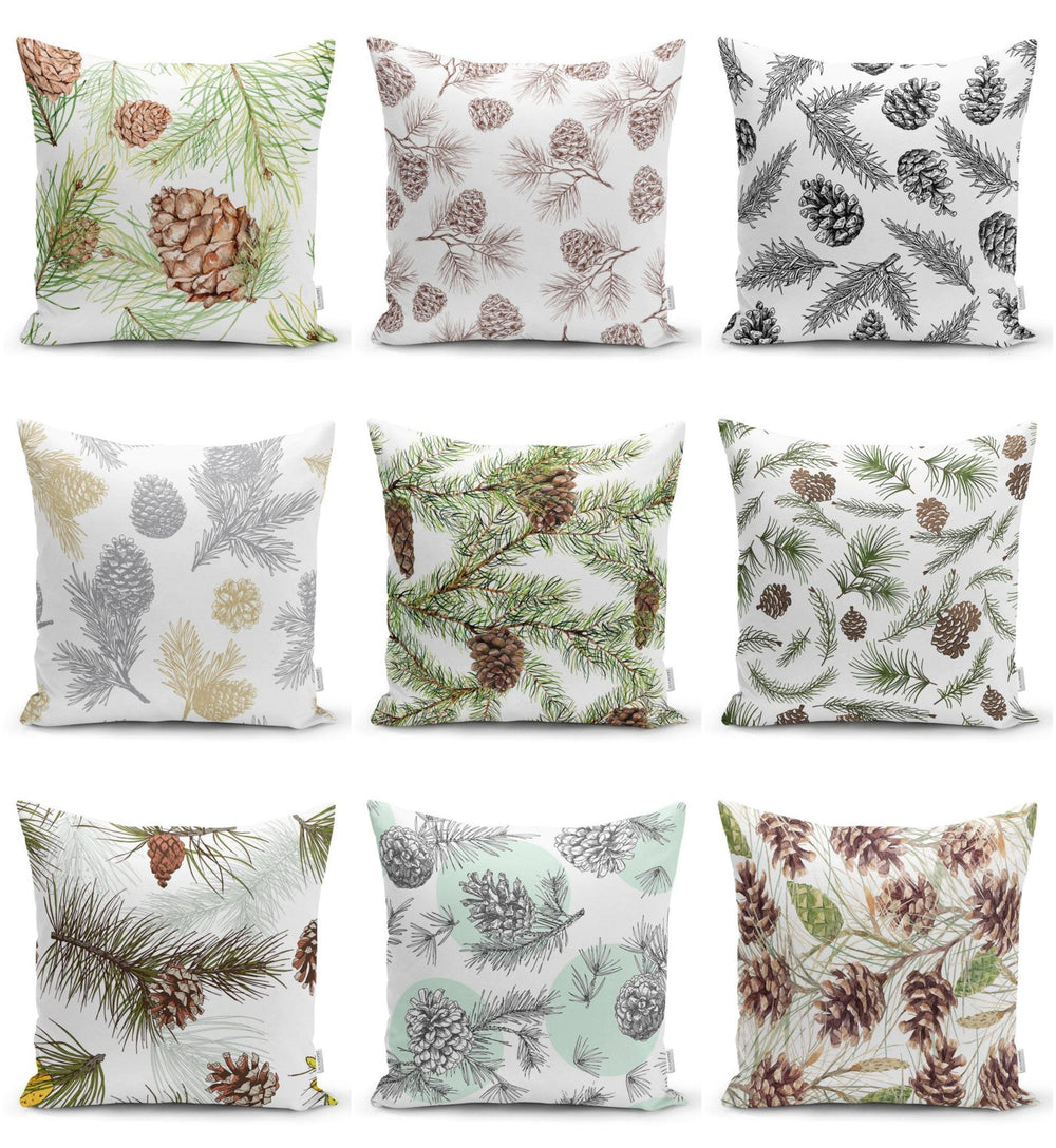 Winter Trend Pillow Cover|Pine Cone Home Decor|Winter Cushion Cover|Housewarming Farmhouse Style Gift Idea|Christmas Throw Pillow Cover