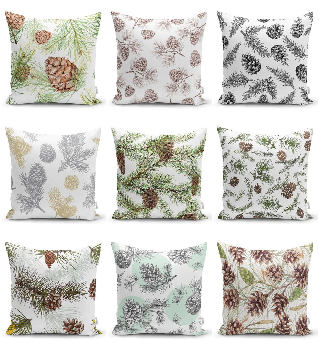 Winter Trend Pillow Cover|Pine Cone Home Decor|Winter Cushion Cover|Housewarming Farmhouse Style Gift Idea|Christmas Throw Pillow Cover