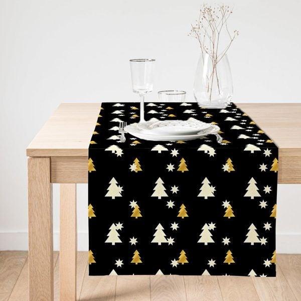 Winter Trend Table Runner|High Quality Xmas Tree Table Runner|Pine Tree Home Decor|Farmhouse Table Decor|Checkered Xmas Tree Tablecloth