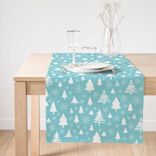 Winter Trend Table Runner|High Quality Xmas Tree Table Runner|Pine Tree Home Decor|Farmhouse Table Decor|Checkered Xmas Tree Tablecloth