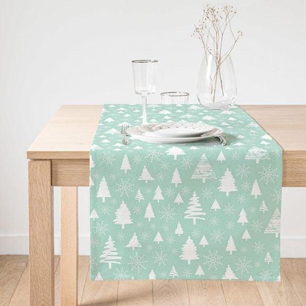 Winter Trend Table Runner|High Quality Xmas Tree Table Runner|Pine Tree Home Decor|Farmhouse Table Decor|Checkered Xmas Tree Tablecloth