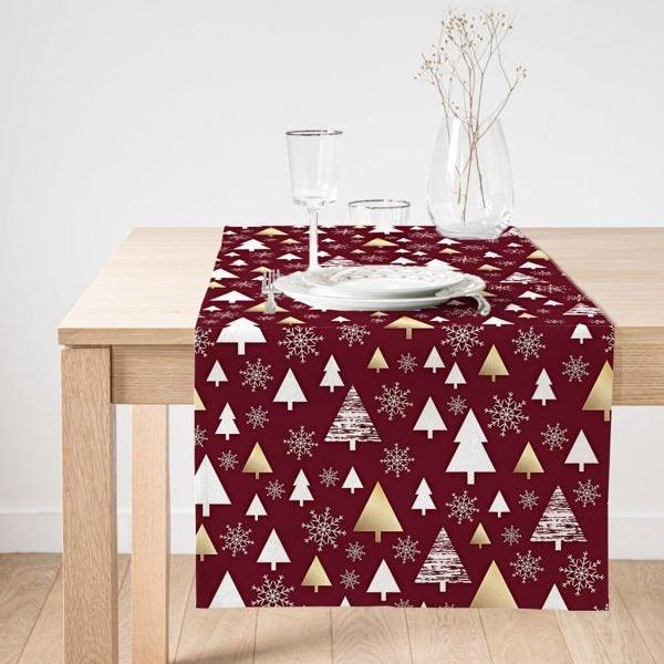 Winter Trend Table Runner|High Quality Xmas Tree Table Runner|Pine Tree Home Decor|Farmhouse Table Decor|Checkered Xmas Tree Tablecloth