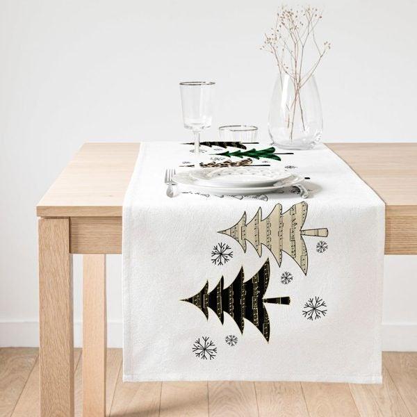 Winter Trend Table Runner|High Quality Xmas Tree Table Runner|Pine Tree Home Decor|Farmhouse Table Decor|Checkered Xmas Tree Tablecloth