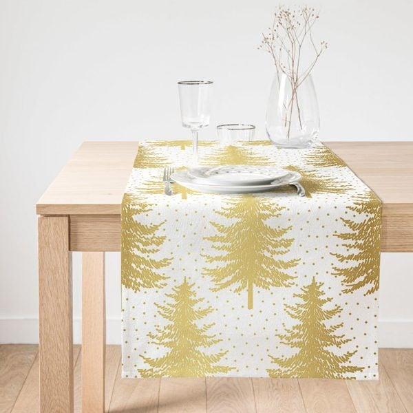 Winter Trend Table Runner|High Quality Xmas Tree Table Runner|Pine Tree Home Decor|Farmhouse Table Decor|Checkered Xmas Tree Tablecloth