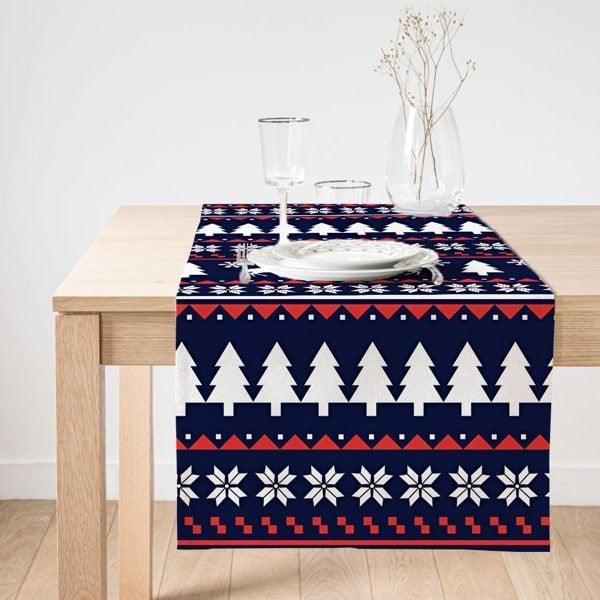 Winter Trend Table Runner|High Quality Xmas Tree Table Runner|Pine Tree Home Decor|Farmhouse Table Decor|Checkered Xmas Tree Tablecloth