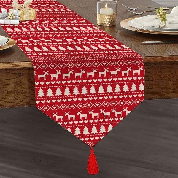 Christmas Table Runner|High Quality Triangle Chenille Table Runner|Merry Christmas Tabletop|Xmas Themed Table Runner|Winter Trend Runner