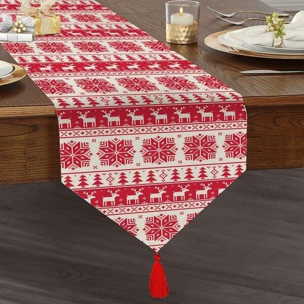 Christmas Table Runner|High Quality Triangle Chenille Table Runner|Merry Christmas Tabletop|Xmas Themed Table Runner|Winter Trend Runner