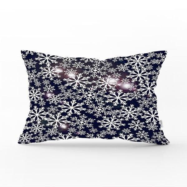 Snowflake Pillow Cover|Winter Home Decor|Rectangle Winter Cushion Case|Housewarming Gift|Decorative Snowflake Throw Pillow|Gold Snowflakes