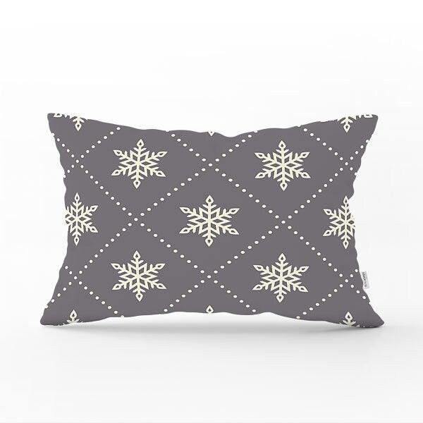 Snowflake Pillow Cover|Winter Home Decor|Rectangle Winter Cushion Case|Housewarming Gift|Decorative Snowflake Throw Pillow|Lumbar Pillow Top