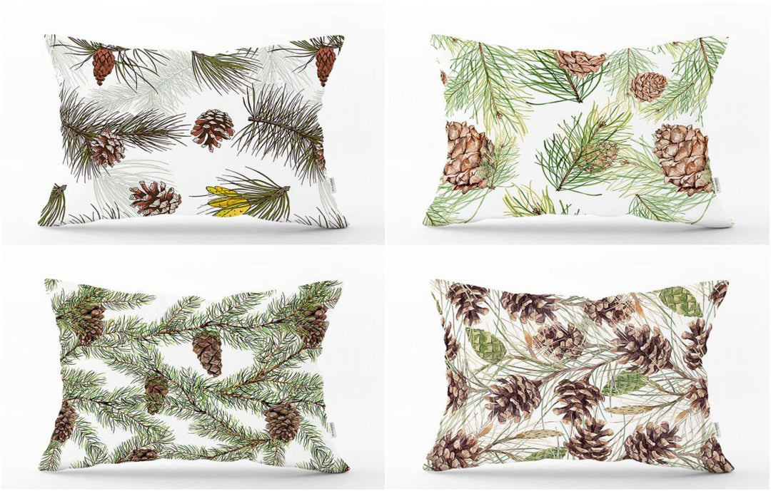 Pine Cone Pillow Cover|Winter Home Decor|Rectangle Winter Cushion Case|Housewarming Gift|Decorative Pine Tree Throw Pillow|Xmas Pillow Case