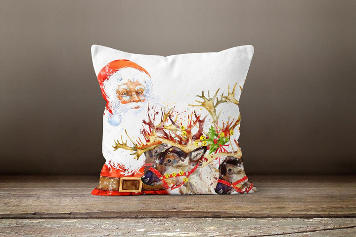 Christmas Pillow Cover|Cute Snow Birds Decor|Santa Clause Pillow Case|Dwarf Santa Decor|Merry Xmas Throw Pillow|Gnome Print Winter Cushion