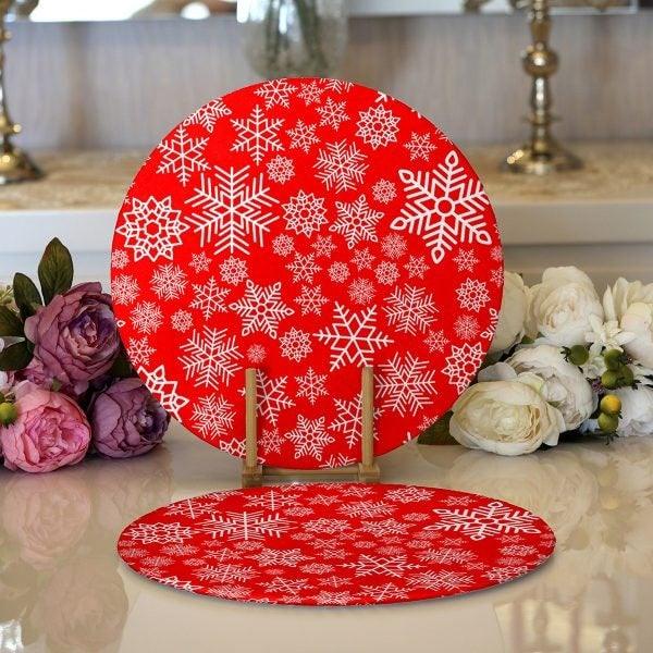 Winter Trend Placemat|Set of 2 Snowflake Supla Table Mat|Christmas Round American Service Dining Underplate|Farmhouse Style Winter Coasters