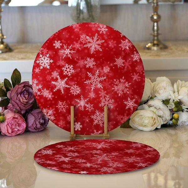 Winter Trend Placemat|Set of 2 Snowflake Supla Table Mat|Christmas Round American Service Dining Underplate|Farmhouse Style Winter Coasters