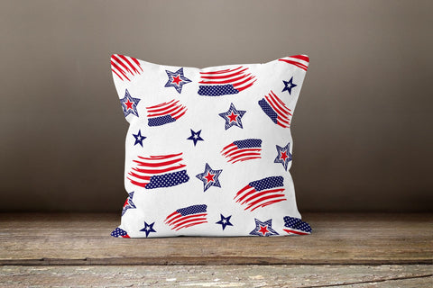 American Flag Pillow Cover|Heart and Star Design USA Flag Cushion Case|Red White Blue Throw Pillow|Abstract American Flag|Square Pillow Case