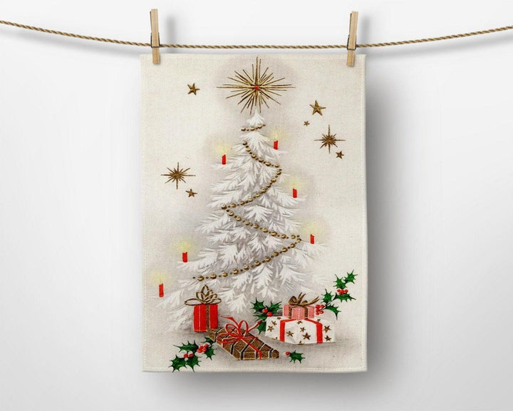 Christmas Kitchen Towel|Christmas Ornaments Dish Towel|Santa Claus Print Hand Towel|Decorative Towel|Xmas Tree Tea Towel|Xmas Hand Towel