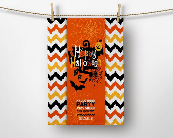 Halloween Kitchen Towel|Carved Pumpkin Dish Towel|Haunted House Hand Towel|Decorative Towel|Ghost Print Tea Towel|Autumn Trend Hand Towel