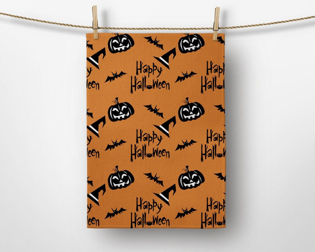 Halloween Kitchen Towel|Carved Pumpkin Dish Towel|Haunted House Hand Towel|Decorative Towel|Ghost Print Tea Towel|Autumn Trend Hand Towel