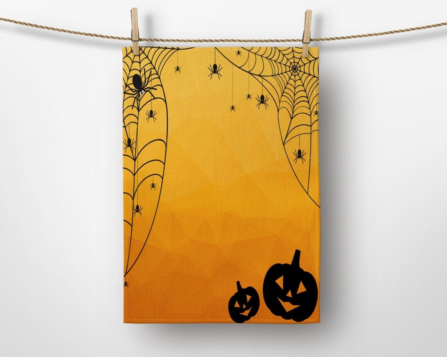 Happy Halloween Kitchen Utensils set of 2 Orange Bat Print -    Halloween kitchen towels, Decorative tea towels, Halloween kitchen