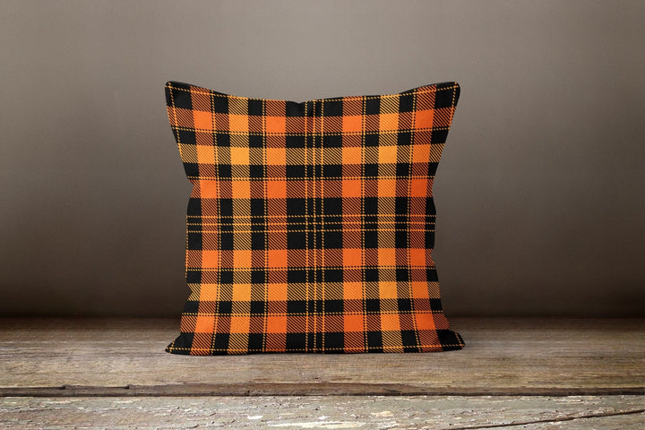 Halloween Pillow Case|Cat Mask Costume Pillow|Autumn Cushion Case|Orange Pumpkin Throw Pillow|Plaid Fall Colors Home Decor|Outdoor Pillow