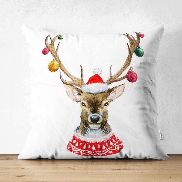 Christmas Pillow Cover|Christmas Deer Home Decor|Suede Winter Trend Pillow Top|Housewarming Xmas Gift Idea|Christmas Tree Throw Pillow Cover