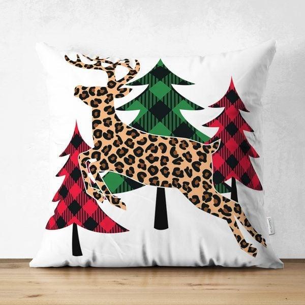 Christmas Pillow Cover|Christmas Deer Home Decor|Suede Winter Trend Pillow Top|Housewarming Xmas Gift Idea|Christmas Tree Throw Pillow Cover