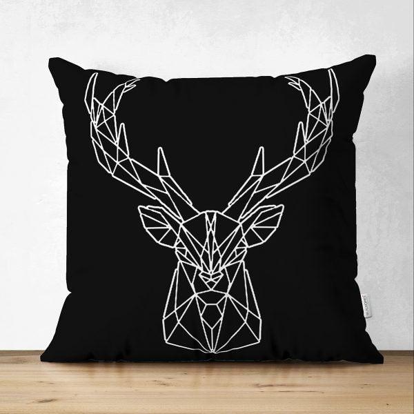 Christmas Pillow Cover|Christmas Deer Head Home Decor|Suede Winter Trend Pillow Top|Housewarming Xmas Gift Idea|Christmas Throw Pillow Cover